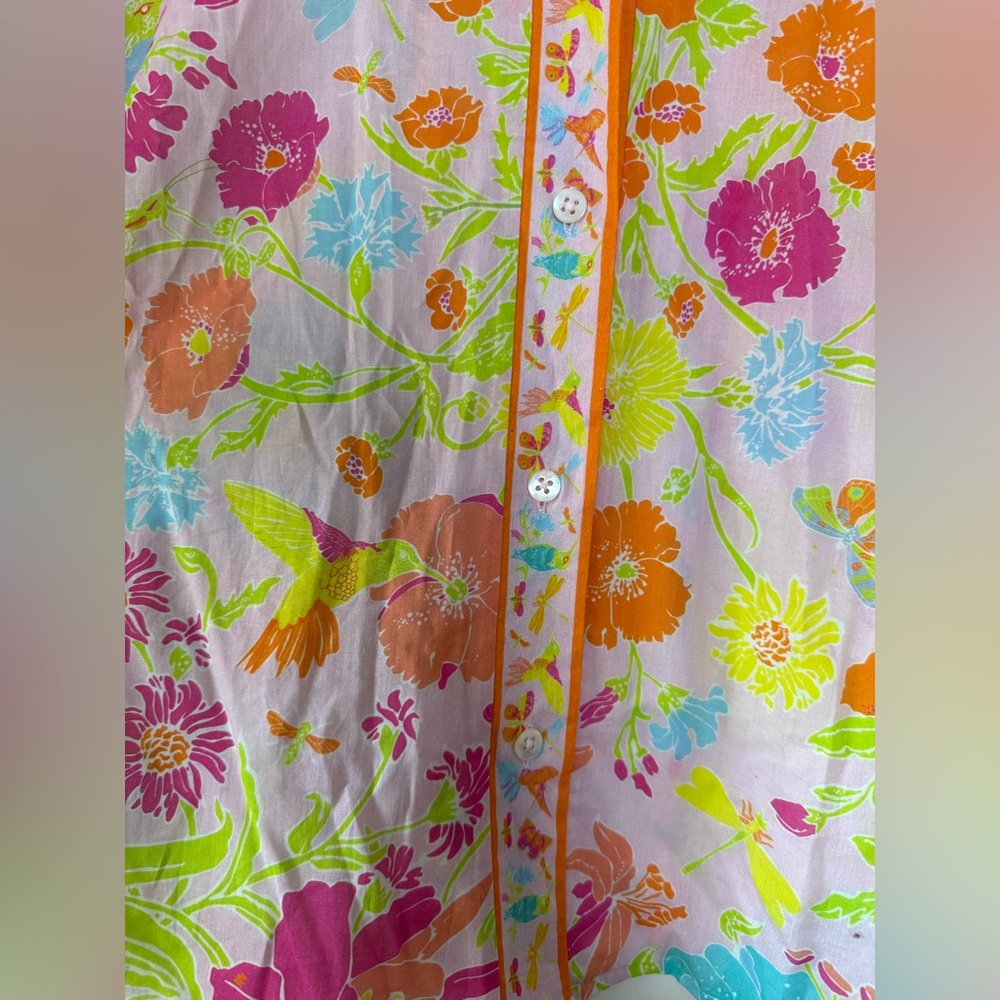 New! Gretchen Scott Pale Pink Birds & Bees Boyfriend Shirt Goddess Size XXL - Picture 5 of 6